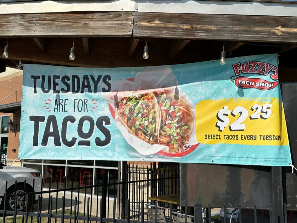 Fuzzy's Taco Tuesday banner